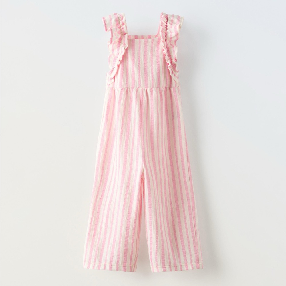 ZARA Toddler Girl Stripes and Ruffles Jumpsuit Pink Size 2T